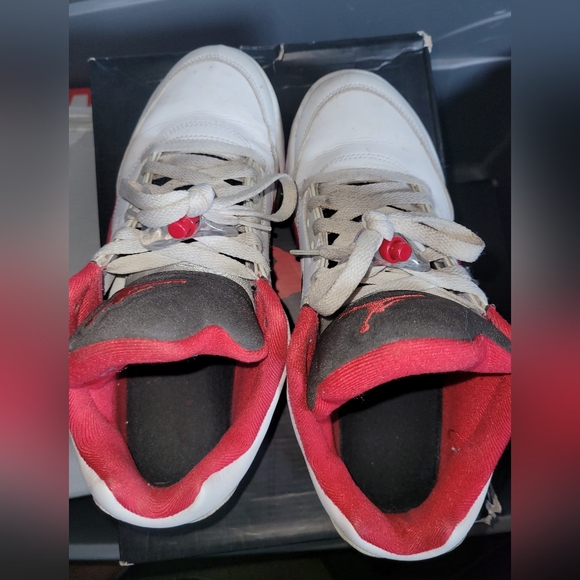 Jordan White and Red High-Top Sneakers - Picture 2 of 4